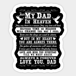 Dad in Heaven, In Loving Memory of Dad Sticker